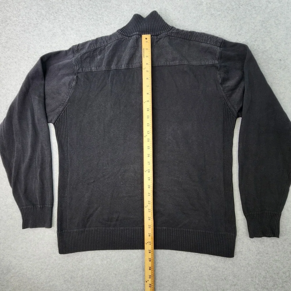Oscar de la Renta Pullover Sweater Mens Size XL‎ 1/4 Zip Up Long Sleeve Black
